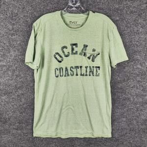 Ever Shirt Mens Medium Green Ocean Coastline Pocket Graphic Tee Beach Surf